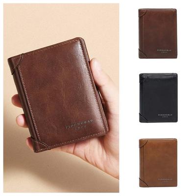 Billeteras de Lujo para Hombre de Negocios de Alta Calidad Cortas de Cuero con Clip para Dinero Multifunción Portatarjetas para ID y Tarjetas de Crédito Almacenamiento Vintage Bolso Clutch para Hombre