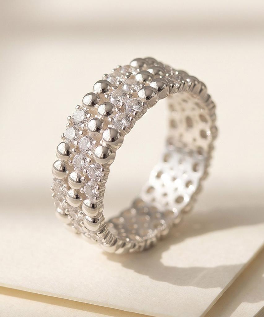 HELENE JEWELRY Silver 925 Triple Cross Cubic Layered Miss Ring (Type A)