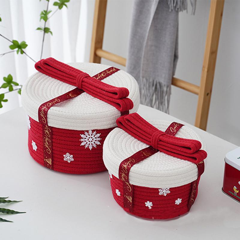 Handmade Woven Cotton Rope Storage Basket Trick Or Treat Christmas Storage Box Cosmetic Sundries Desktop Organizer
