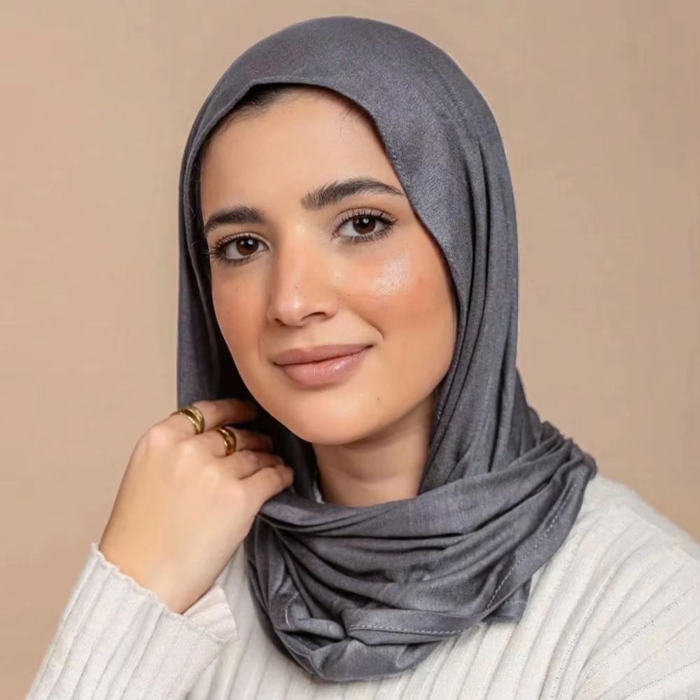 Hijab Istantaneo Classico in Jersey di Modal Cotone Elasticizzato Monocolore Foulard Avvolgente al Collo Turbante Traspirante per Donne