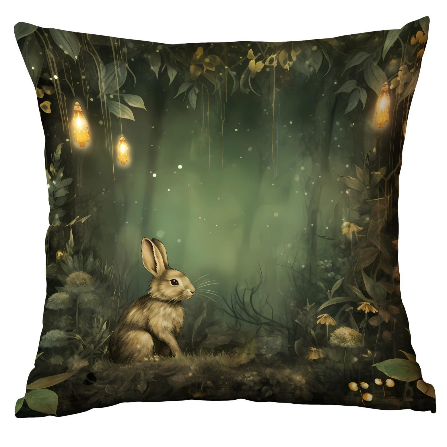 

New Forest Dream Night View Pillow Cute Squirrel Rabbit Print Pillow Cover Cushion Cover Premium Durable Quality 45 * 45Cm