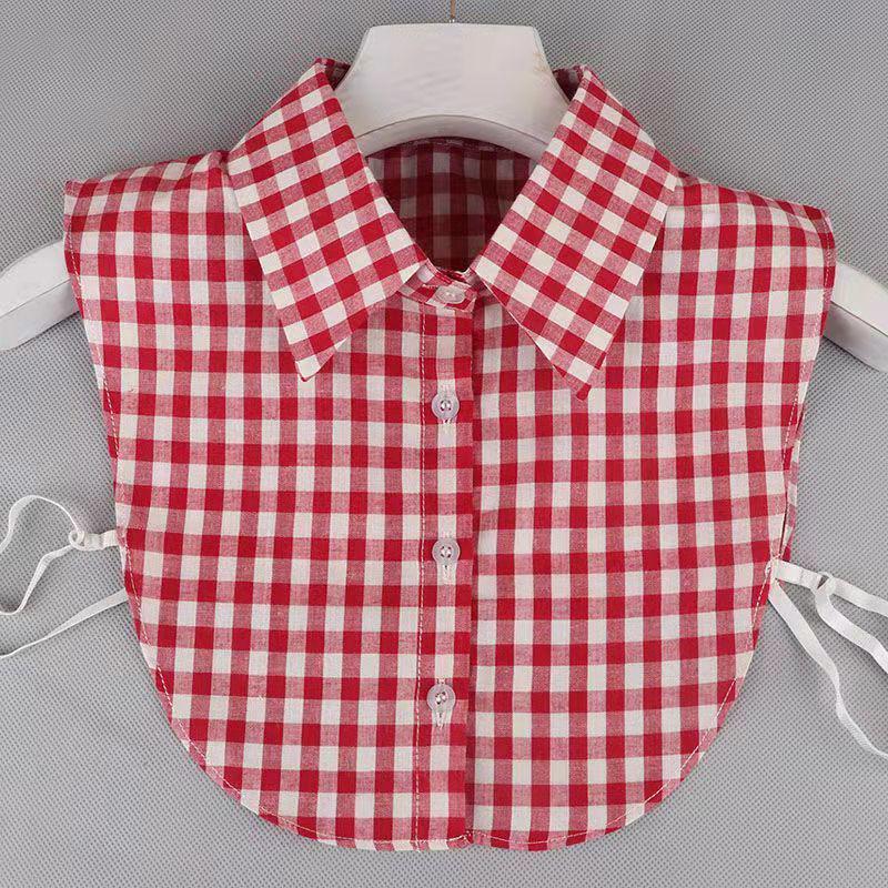 Červený károvaný odnímatelný límec pro dětské svetry a mikiny