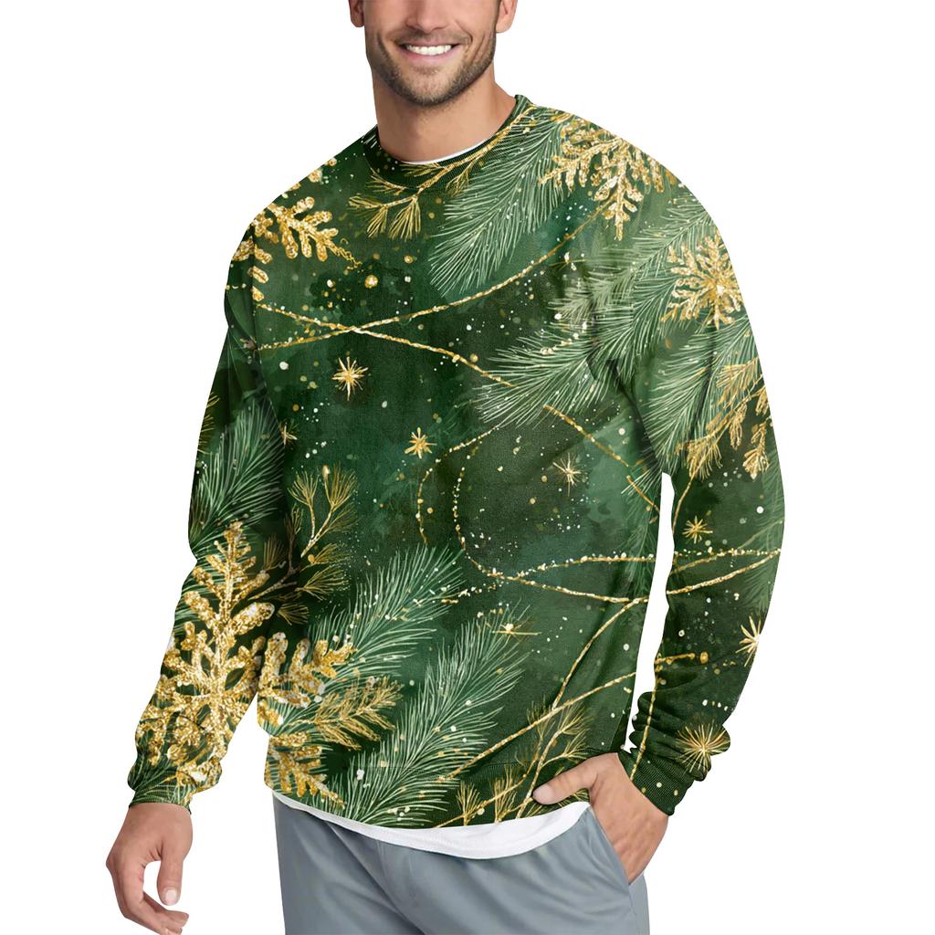 Men's Casual Fashion Printed Round Neck Pullover Sweatshirt