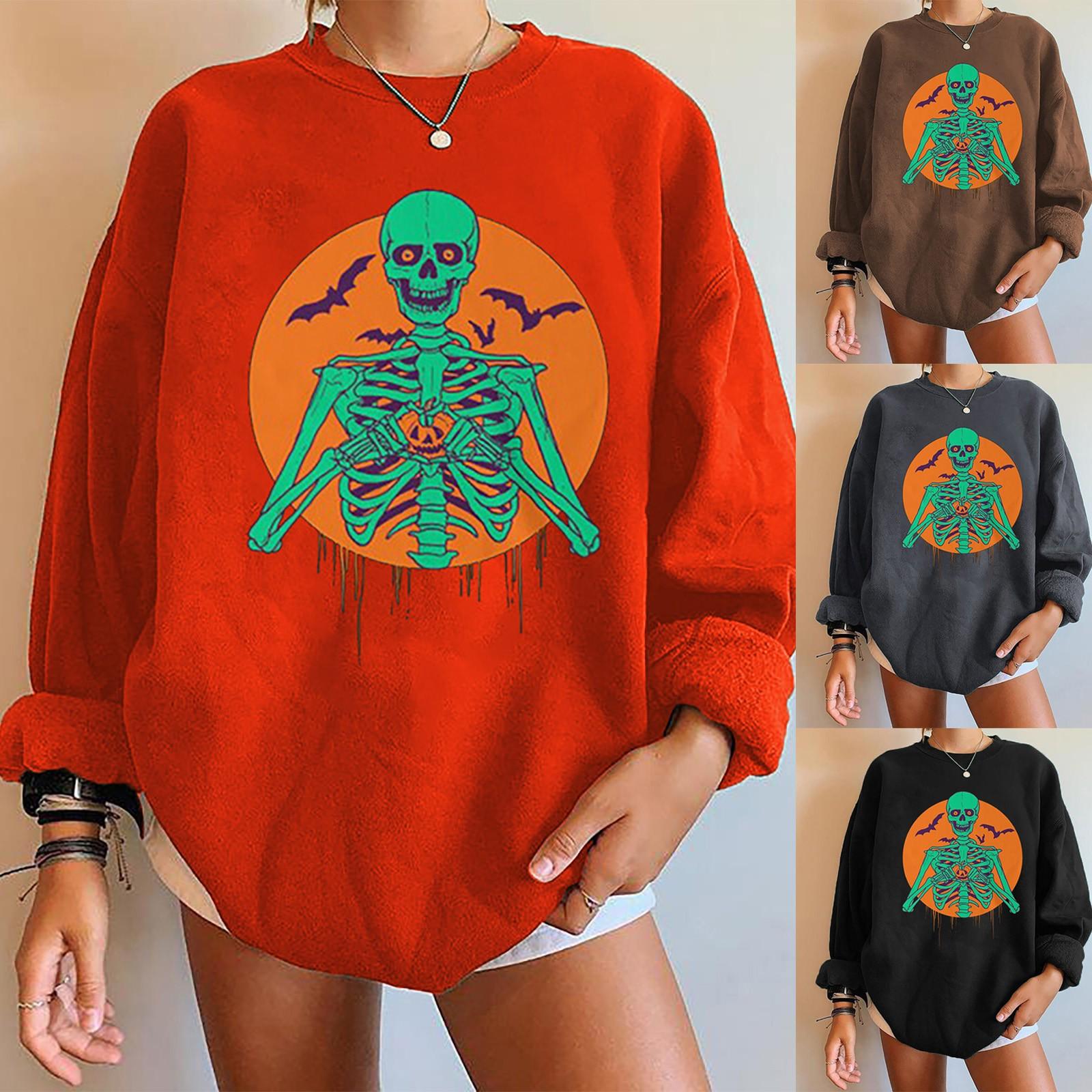 

Женская толстовка с длинными рукавами на Хэллоуин, женская толстовка с заниженными плечами и длинными рукавами
