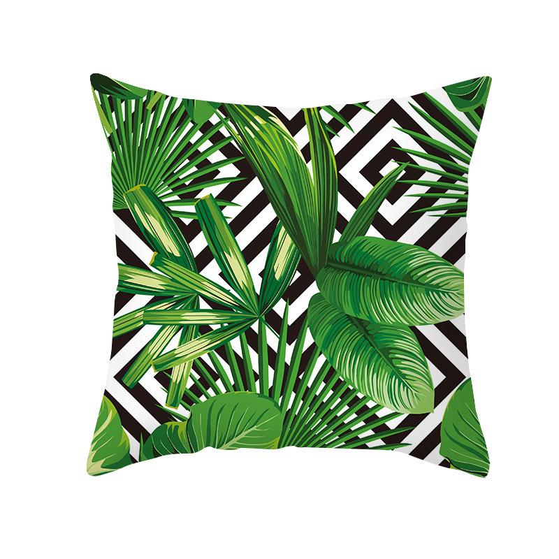 Peach Skin Printed Pillowcase Small Fresh Nordic Green Plant Sofa Cushion Cushion Cover Home Supplies