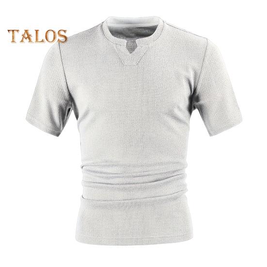 

Мужская футболка с V-образным вырезом и коротким рукавом, однотонная, облегающая, мягкая, дышащая, летняя, повседневная одежда M светло-серый