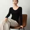 Mengyi Spring 18-Gauge Fine Wool U-Neck Slim Fit Women's Sweater