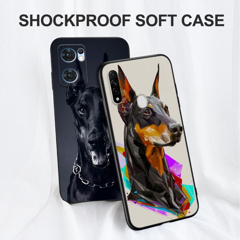 Czarne etui Tpu do Realme 2 3 3i 5i 5s 6s 7i 6 7 8 8i pro 4g 5g cover Doberman