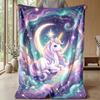 Magical Unicorn and Angel Theme Blanket Lightweight Warm Flannel Blanket Decorative Throw Blanket for Home Decoration