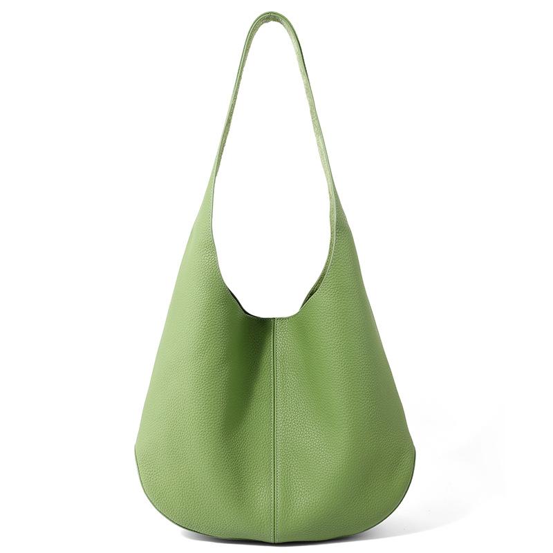 Genuine Leather Women's Bag Versatile Commuting Handbag New Style Temperament Shoulder Bag Bucket Bag Fashionable Cowhide Bag Women