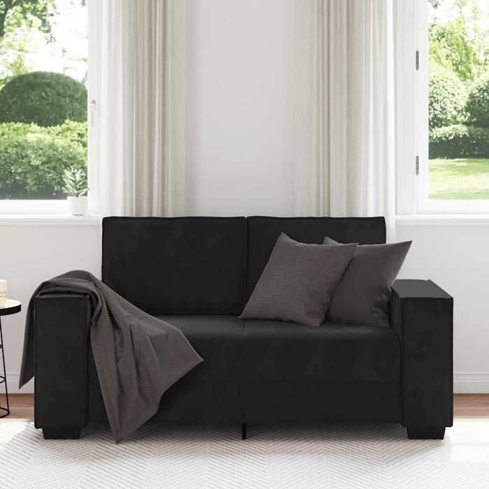 VidaXL Canapé à 2 places Noir 120 cm Velours, canapé, canapé deux places, canapé 2 places en velours, couche, canapé en 4105015