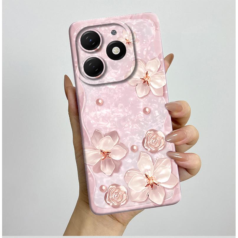 Für tecno Spark go 2024 BG6 Hülle Fundas Schöne Blumen Mattes Flüssigsilikon Schutzhülle Für Tecno SparkGO 2024 Handyhüllen