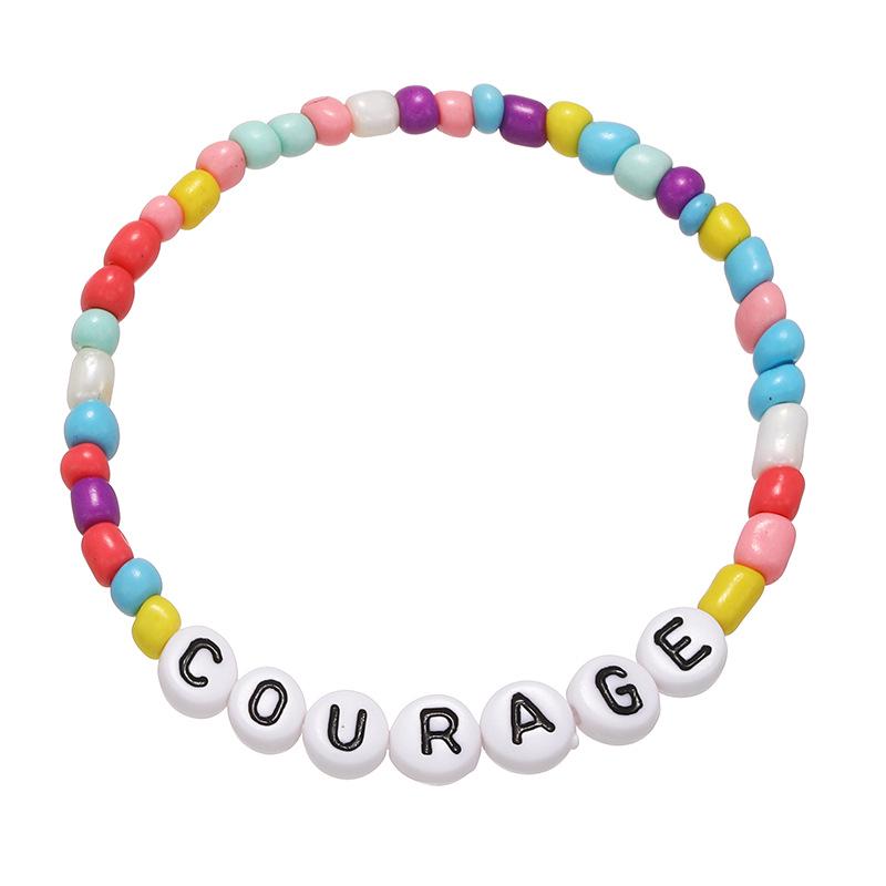 Colorful Beaded Bracelet Rainbow Friendship Bracelet Elastic Stretch Letter Beaded Bracelets for Kids Girls