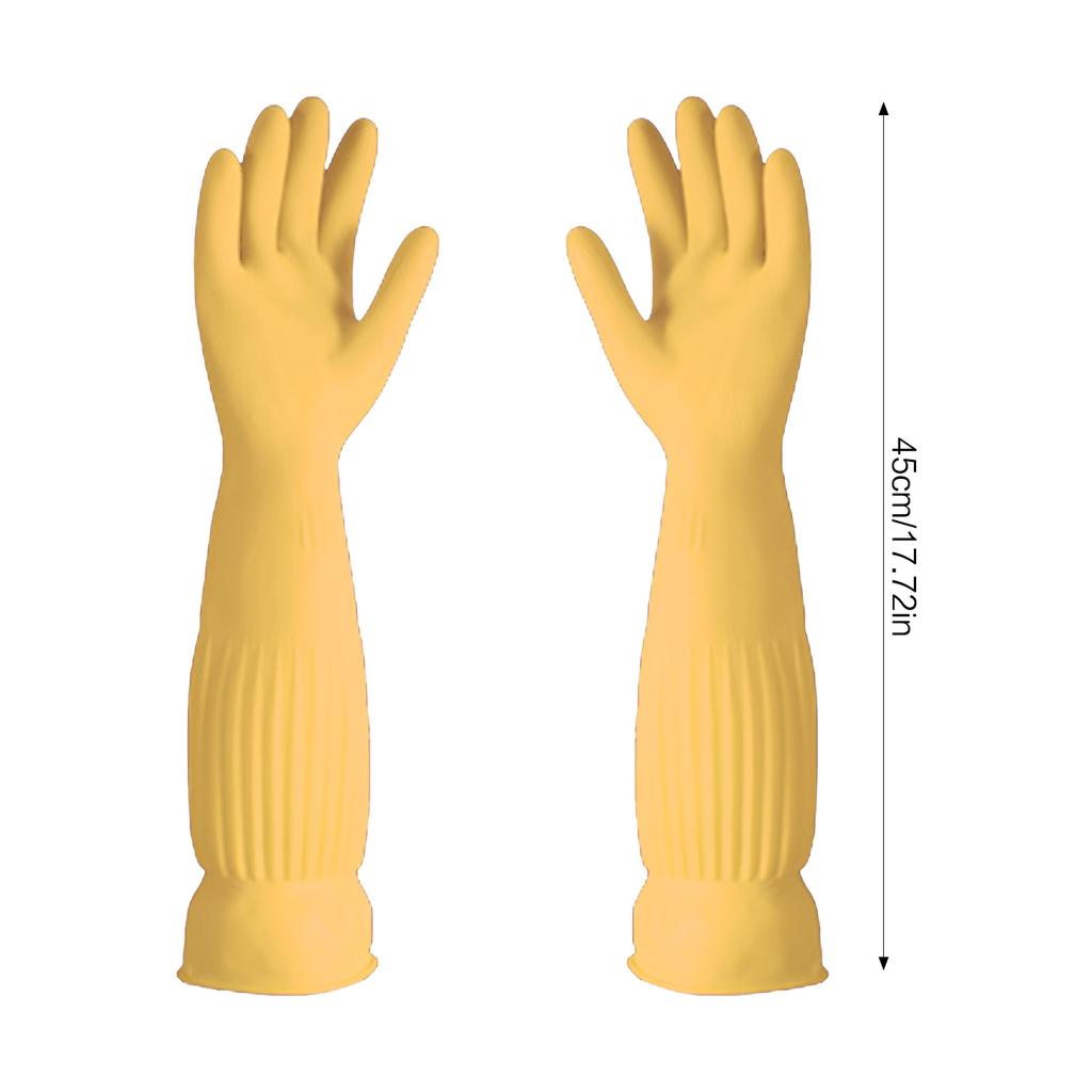 Long Rubber Gloves for Kitchen Cleaning Dishwashing Laundry Durable Latex Flocking Warm Thickened