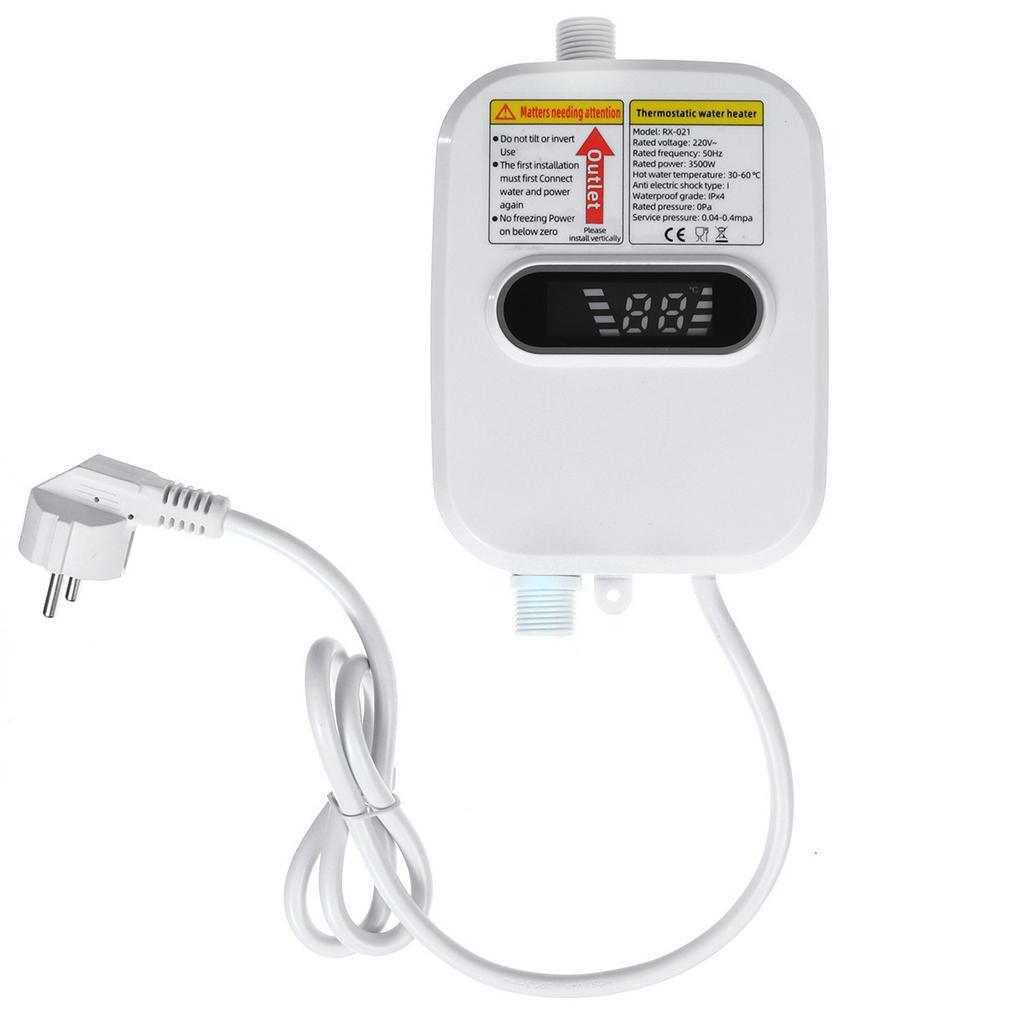 Mini Electric Tankless Instant Hot Water Heater Kitchen Faucet Tap Heating 3 Seconds Instant Heating LCD Display 3500W 220V