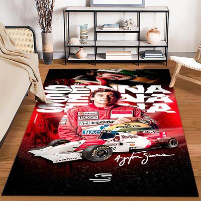 F1 Legendary Driver Senna Printed Non-slip Rug, Perfect for Living Room and Bedroom Sofas