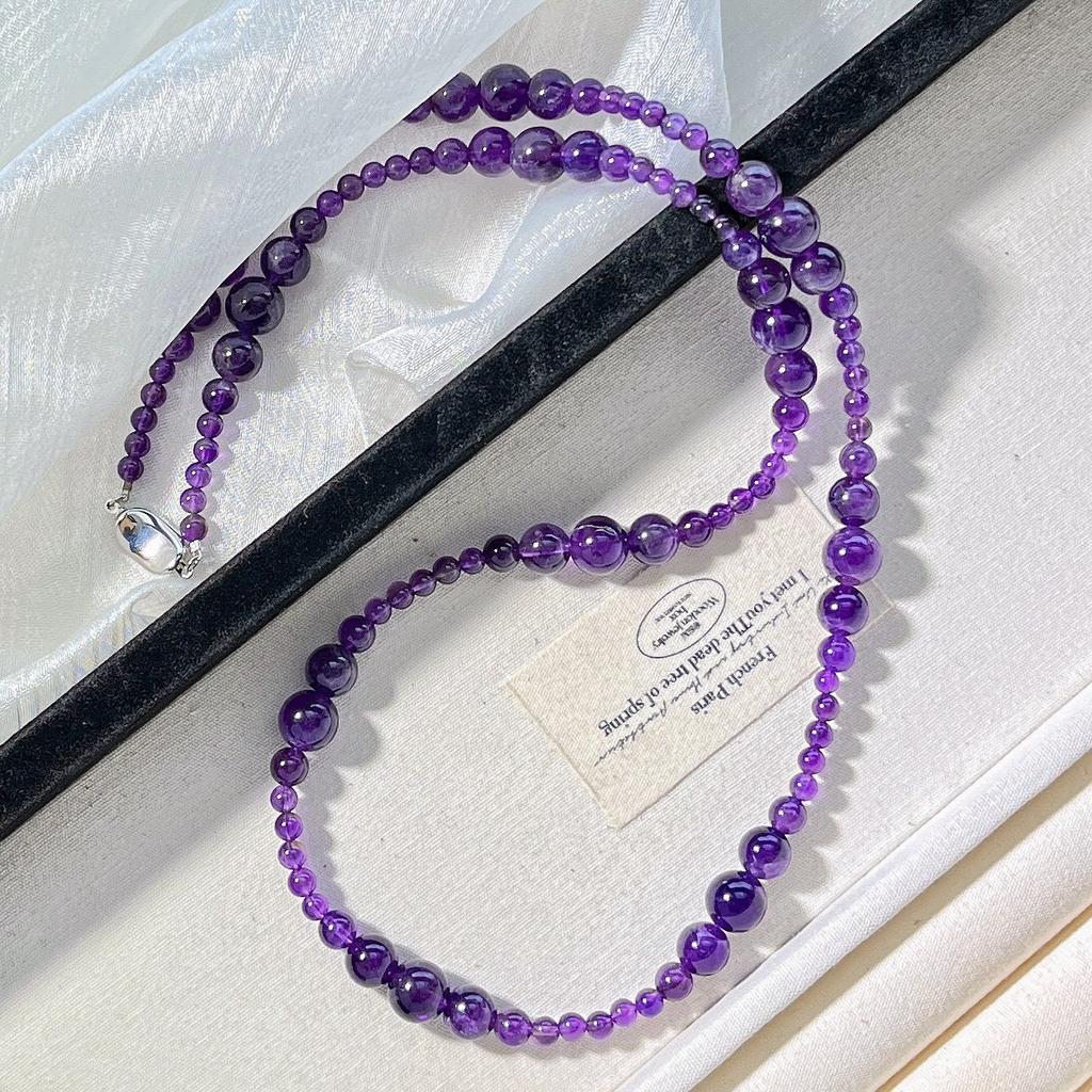 Natürlicher Amethyst Farbverlauf Design Halskette Schlüsselbein Kette Pullover Kette