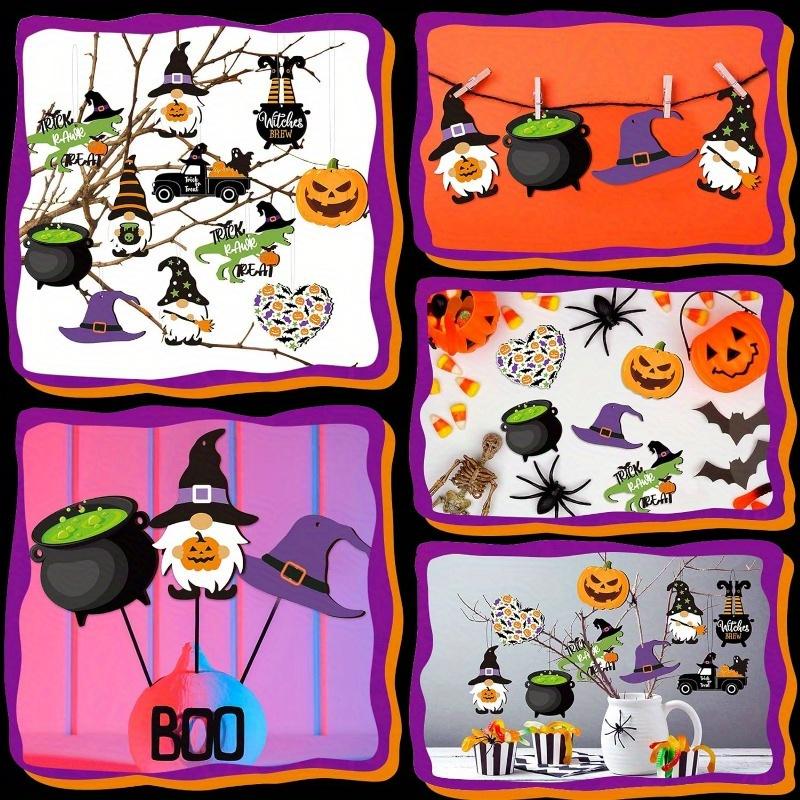 30 Stück Halloween Holzanhänger Halloween Baumschmuck Halloween Holzausschnitte mit Schnüren
