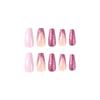 24Pcs/Set Quick Nails Purple Glitter French False Nials Sticker Wearable Waterproof Manicure Finished Nails