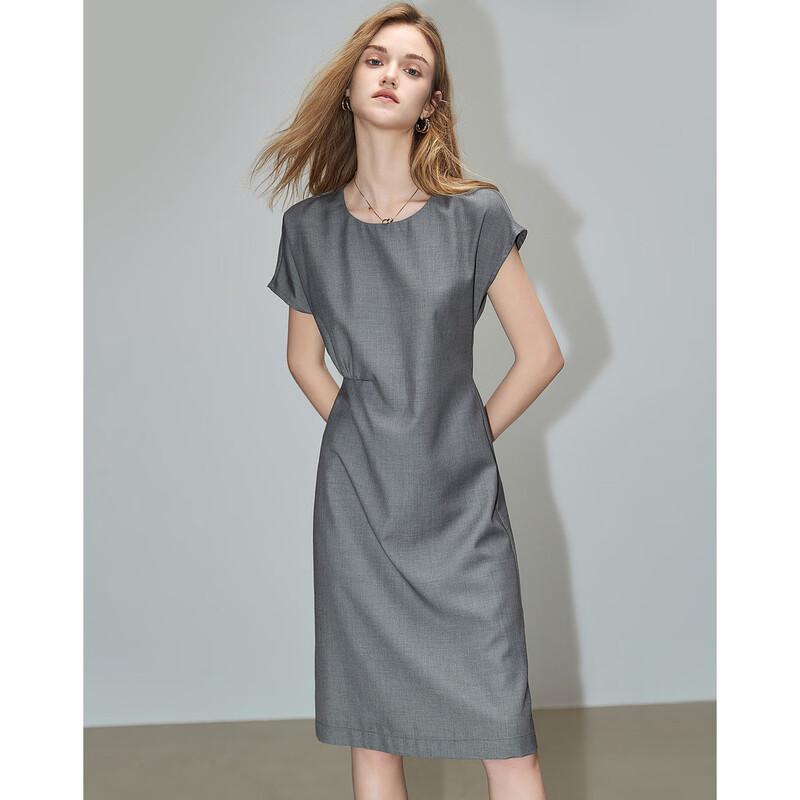 Demana Women s Elegant Asymmetric Pleated Short-Sleeve Dress S