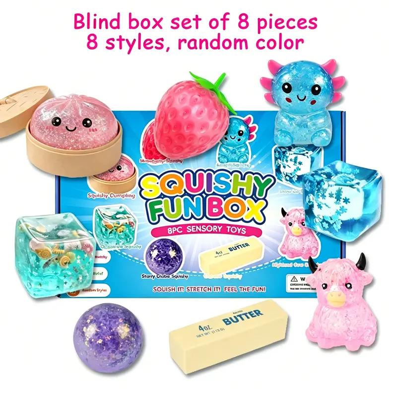Stress Relief Squishy Toys 8-Piece Boxed Set, Maltose Slow Rising Decompression Toy, Creative Gift for Kids and Adults