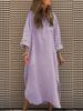 Elegant Solid Color Irregular Long Dress with Buttons and Pockets for Spring/Summer 2024 