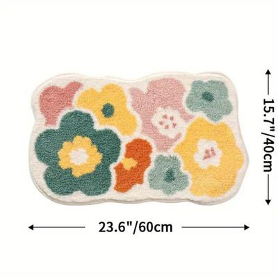 Tapete de banheiro com flores fofas de 40*60 cm, tapete de banheiro lavável à máquina, tapete de banho extra macio e absorvente antiderrapante