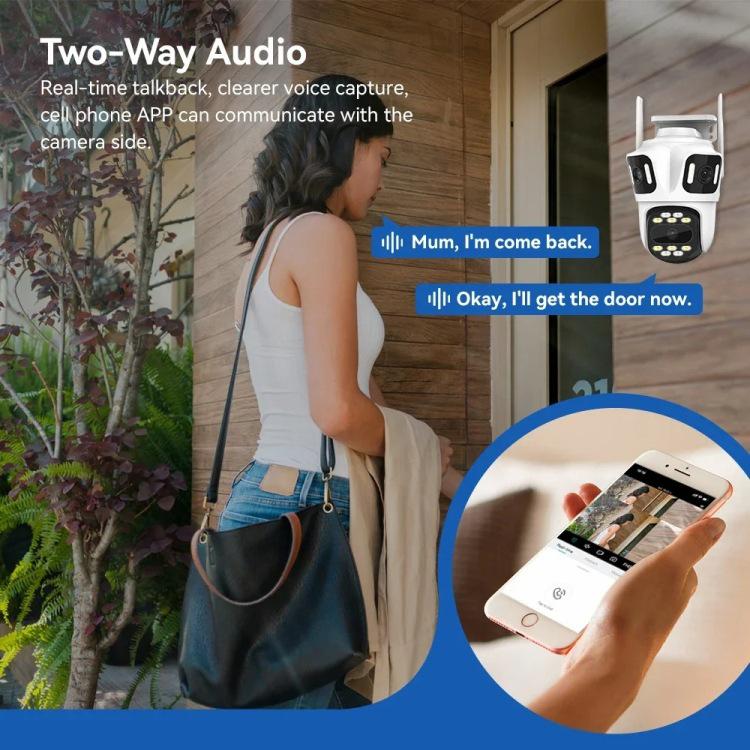 4K Wireless Outdoor PTZ Security Camera with 8X Zoom, Audio, and Triple Lens