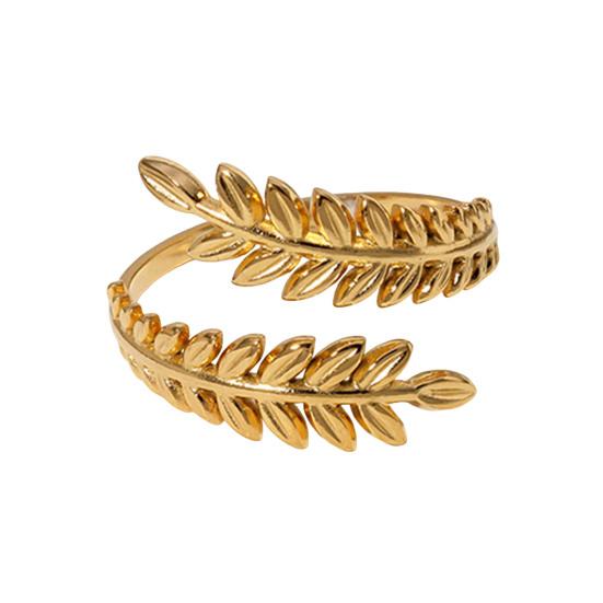 Adjustable Open Leaf Ring Natural Decorative Ring Nature Style Stainless Steel Inspired Jewelry for Women Girls