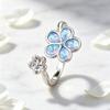 Anello alla moda bicolore con fiore Delicato, ispirato alla foresta, piccolo disegno floreale, anello regolabile con opale a forma di goccia