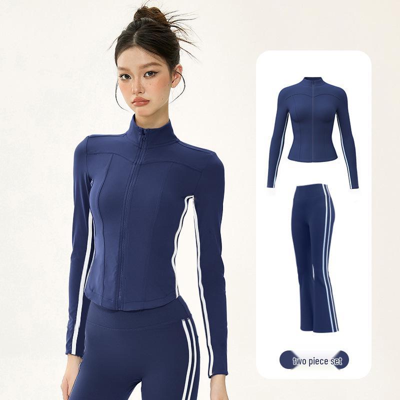 Women’s Autumn/Winter Yoga Suit: Slimming Stand Collar Zipper Jacket with Long Sleeves for Running, Training, and Fitness