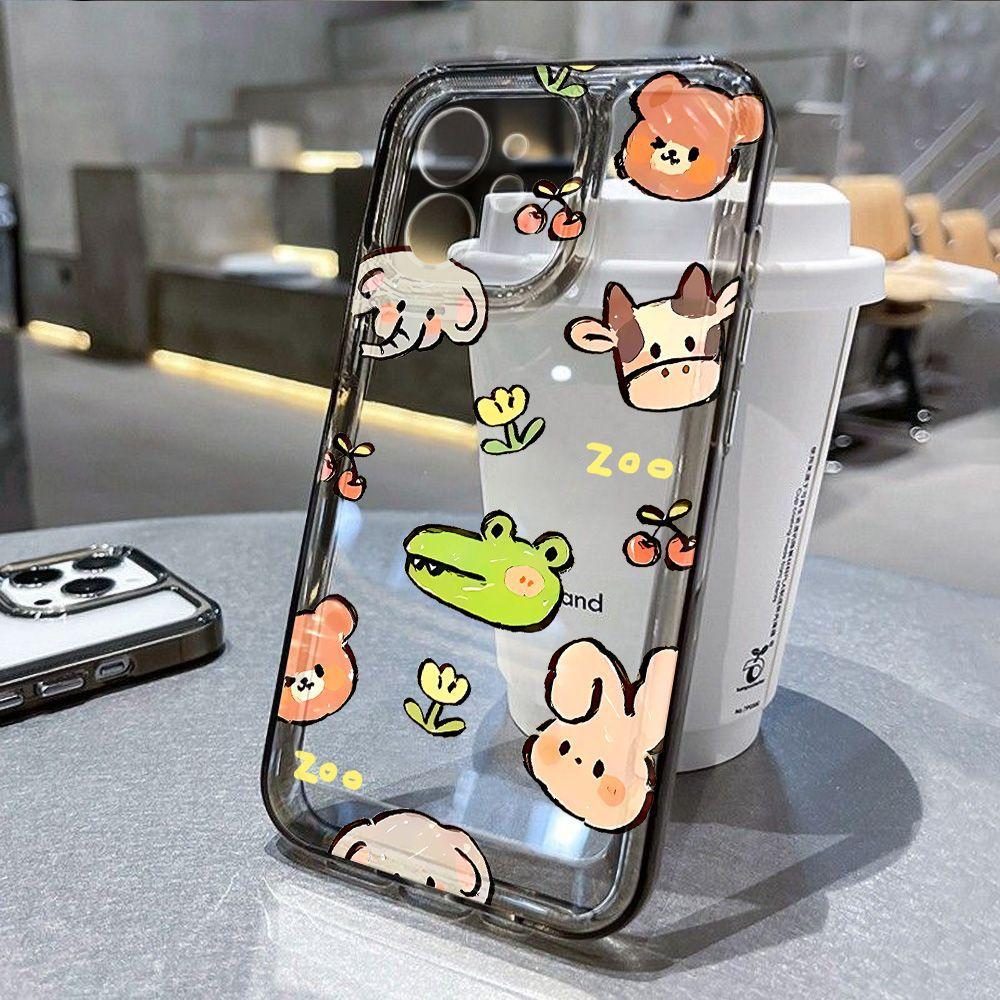 Cartoon Animal Avatar for iPhone17PorMax Mobile Phone Case Apple 14/15 Fine Hole 15 Transparent 12