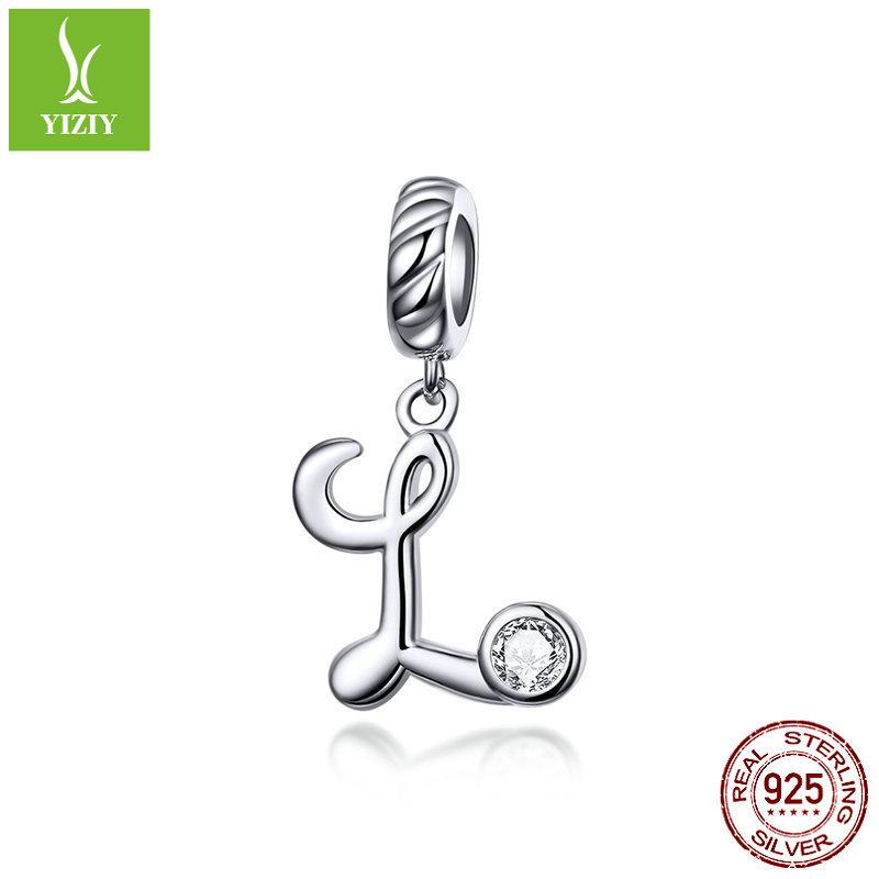 26 Letter Charm 925 Sterling Silver Pendant Korean Fashion Beaded Bracelet Silver Jewelry Accessories