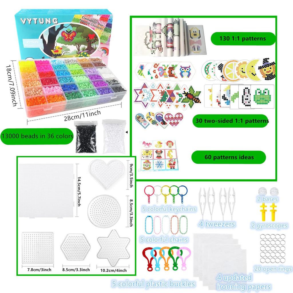 Vytung 13,000 items Youyu Beads Iron Beads 220 patterns available Nail board Fuse beads Pellet Hama 5 mm Craft iron beads...