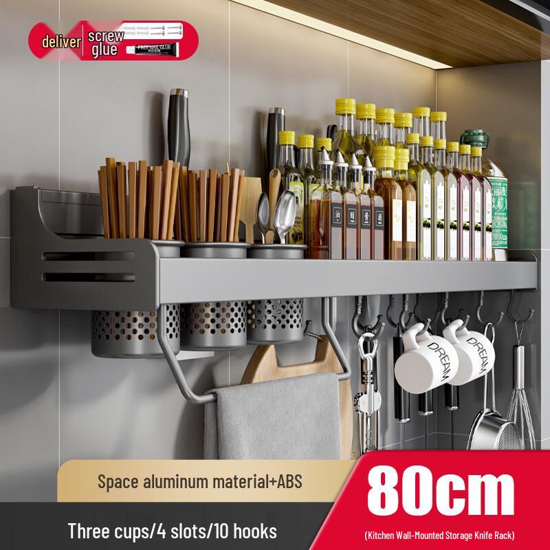 DANLE Väggmonterad köksorganisatör i rymdaluminium utan borrning