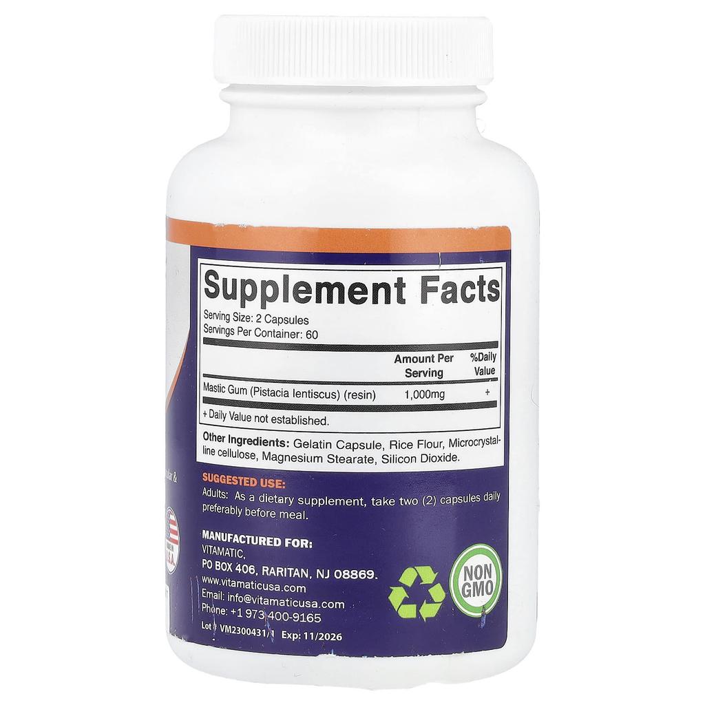 Mastiksgummi, 1000 mg, 120 kapsler (500 mg per kapsel)
