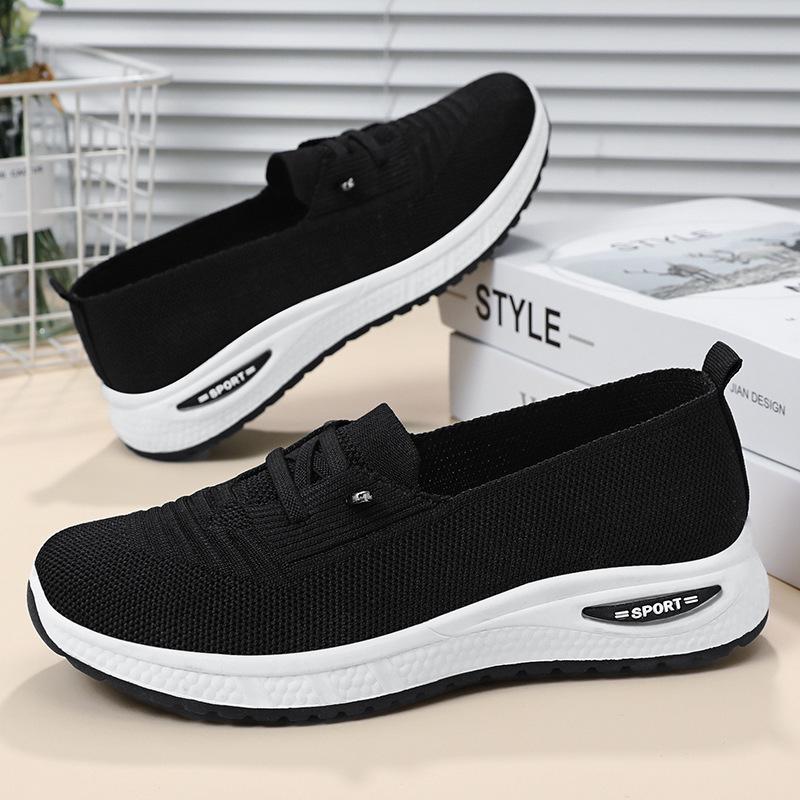 Plus Size Women's Flyknit Breathable Slip-On Canvas Casual Shoes
