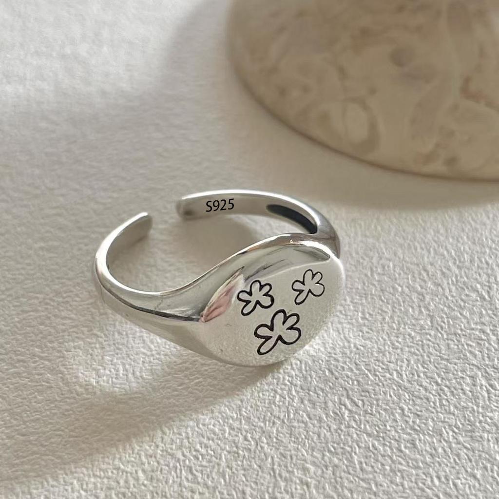 PANJBJ Real 925 Silver Retro Round Ring For 2 Rigns Women Chain Vintage Fine Jewelry Minimalist Accessories Gift