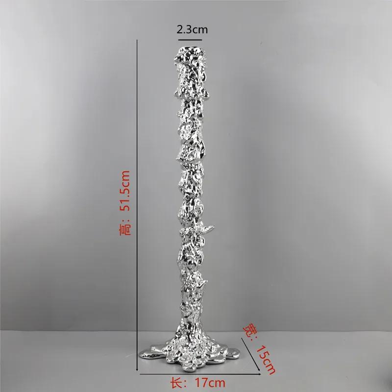 Modern Minimalist Electroplated Silver Resin Candle Holder, Centerpiece of Living Room Dining Table, Home Decoration Ornament