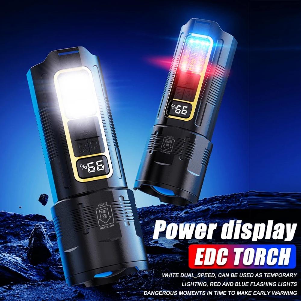 High Power 30W LED Flashlight Built-in 18650 Battery Portable Zoom LED Torch USB Rechargable Emergency Camping Power Bank
