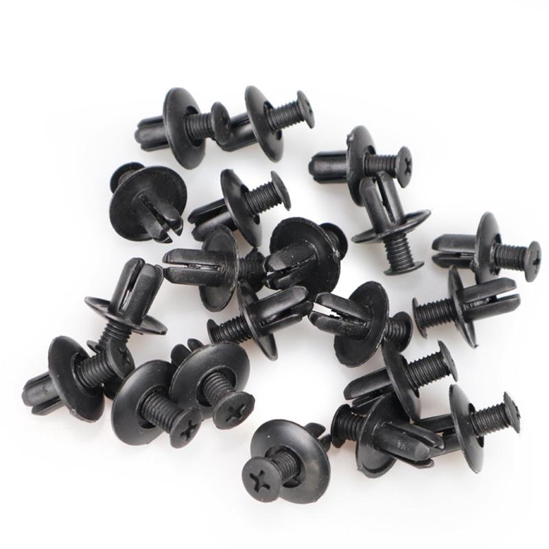 50Pcs Universal Car Bumper Fender Rivets Fasteners Screw 8mm Hole Black Plastic Rivets Fasteners Fixed Clip Auto Accessories