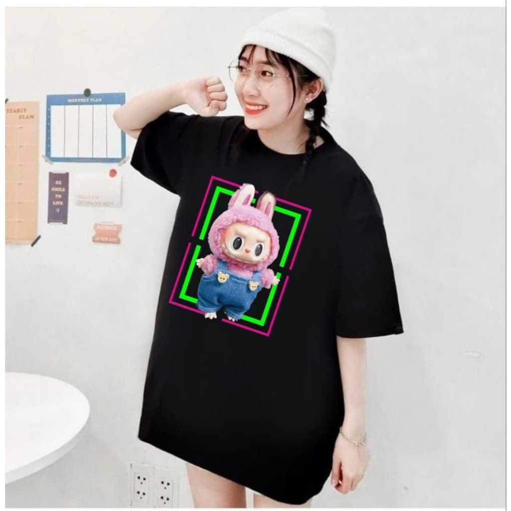 LABUBU Printed Women's Round Neck Short Sleeve Fashion Versatile LABUBU Cartoon Pattern T-shirt Summer Casual Street Top