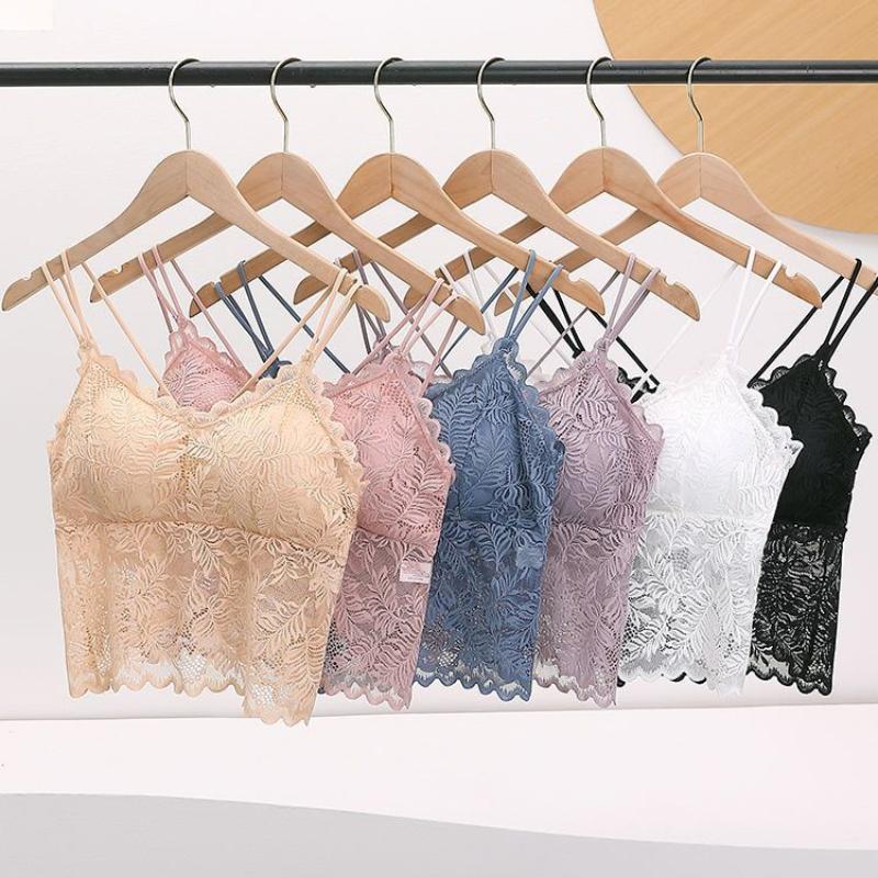 Sexy Full Lace Long Tube Top Underwear for Women With Removable Chest Pads Camisole