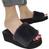 Autumn/Winter Korean Style Women's Thick-Soled Furry Wedge Heel Slippers - One-Strap Outdoor Casual Cotton Design