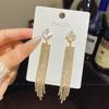 925 Sterling Silver Full Diamond Tassel Earrings – High-End European & American Style, Super Shiny, Luxurious Ear Jewelry for Women.