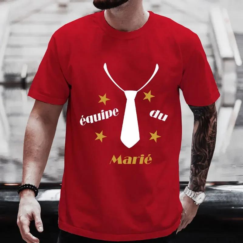 Französisch EVG Team Bräutigam T-Shirts Zukünftige Bräutigam Truppe T-Shirt Trauzeuge Krawatte Grafik Hochzeitsoberteile Freund Junggesellenabschied T-Shirt