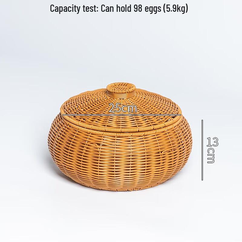 Hand-Woven Bamboo Pumpkin Fruit & Snack Basket with Lid