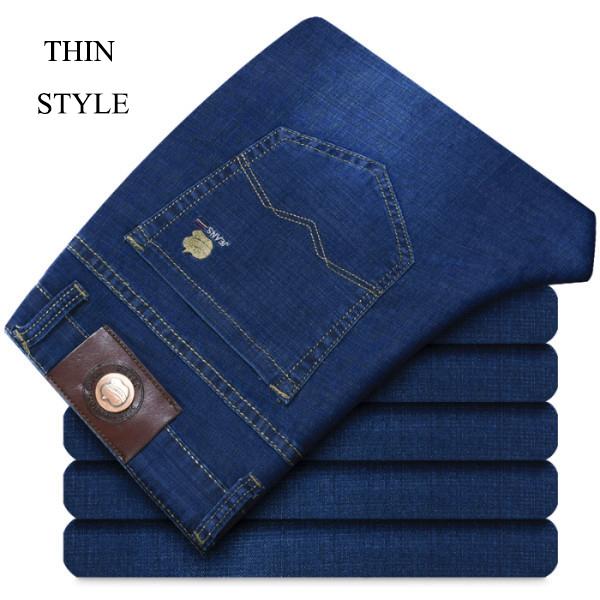 

Новые удобные тонкие эластичные свободные прямые джинсы Apple, модные мужские деловые ковбойские повседневные брюки Four Seasons 30