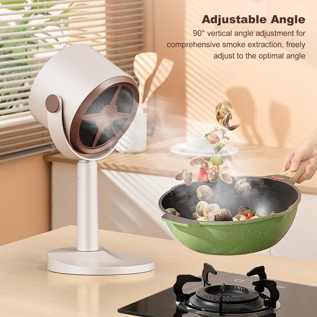 Desktop Range Hood Extractor Exhaust Adjustable Angle USB Rechargeable Exhaust Fan Portable Small Kitchen Hood for Indoor BBQ