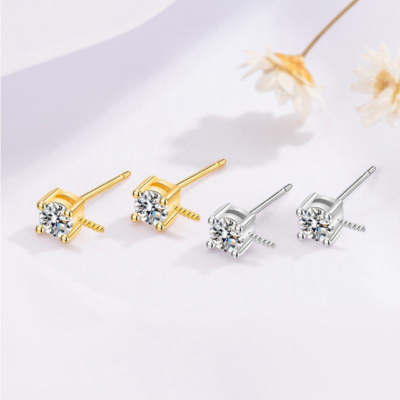 

S925 Silver Pearl Earrings: Empty Setting Ear Wire, Hoop, Hook, Stud, Pendant, and Bottom Setting.